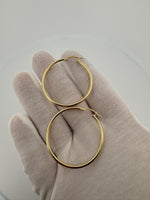 40mm 14k Yellow Gold Thin Hoops 2.84g