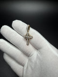 1.25" 10k Yellow Gold Sunburst Cross 1/2ctw Natural Diamond Pendant 8mm Bail 2.3g