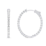 2.00ctw lab grown diamond 1 inch oval inside-out hoop earrings in 14K white gold - Ott Family Jewelry