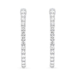 2.00ctw lab grown diamond 1 inch oval inside-out hoop earrings in 14K white gold, view 3 - Ott Family Jewelry