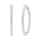 2.00ctw lab grown diamond 1 inch oval inside-out hoop earrings in 14K white gold, view 2 - Ott Family Jewelry