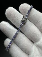 7.5” Silver Natural Tanzanite Tennis Bracelet 12g