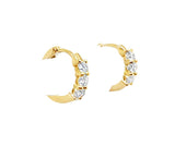 0.50ctw lab grown diamond 3-stone huggie hoop earrings in 14K yellow gold, view 2 - Ott Family Jewelry