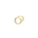 0.50ctw lab grown diamond 3-stone huggie hoop earrings in 14K yellow gold, view 3 - Ott Family Jewelry