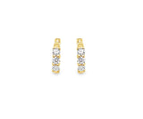 0.50ctw lab grown diamond 3-stone huggie hoop earrings in 14K yellow gold - Ott Family Jewelry