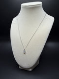 16-18" Adjustable Silver Cable Chain with 1ct Oval VS/VVS Lab Diamond Solitaire Pendant 1.6g