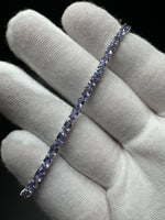 7.5” Silver Natural Tanzanite Tennis Bracelet 12g
