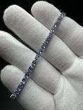7.5” Silver Natural Tanzanite Tennis Bracelet 12g