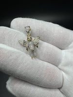 1.25” 10k Yellow Gold 1/3ctw Natural Diamond Angel Charm 5.5mm Bail 2.7g