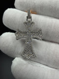 1.75" Silver Gothic Cross 1.2ctw VS/VVS Lab Diamond 6.3mm Bail 4.6g