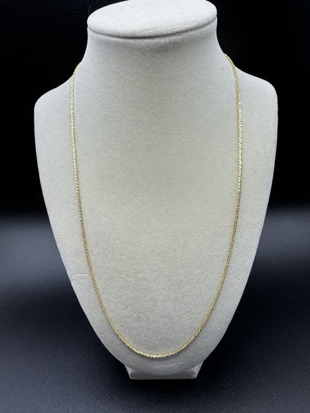 22” 14k Yellow Gold Diamond Cut Fancy Link Chain 1.5mm 3.44g