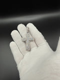 2.25" Silver Cross 4ctw VS/VVS Lab Diamond 8.7mm Bail 11.7g