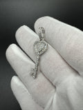 1.75” 10k White Gold Heart Key Pendant est 1ctw Natural Diamonds 6mm Bail 3.37g