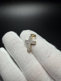 1" 10k Yellow Gold Latin Cross 1/5ctw Natural Diamond Pendant 4mm Bail 1.54g