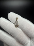 3/4" 10k Yellow Gold Hamsa 1/4ctw Natural Diamond Pendant 3mm Bail .9g