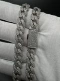 22" 10mm 30ctw Moissanite Silver Cuban Link 103.5g