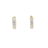 1.50ctw lab grown diamond 3-stone huggie hoop earrings in 14K yellow gold - Ott Family Jewelry