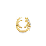 1.50ctw lab grown diamond 3-stone huggie hoop earrings in 14K yellow gold, view 2 - Ott Family Jewelry