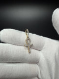 1.25" 10k Yellow Gold Ankh 1/2ctw Natural Diamond Pendant 5mm Bail 1.5g