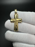 1.75” 14k Yellow Gold Puffy Cross/Crucifix 6mm Bail 4.63g