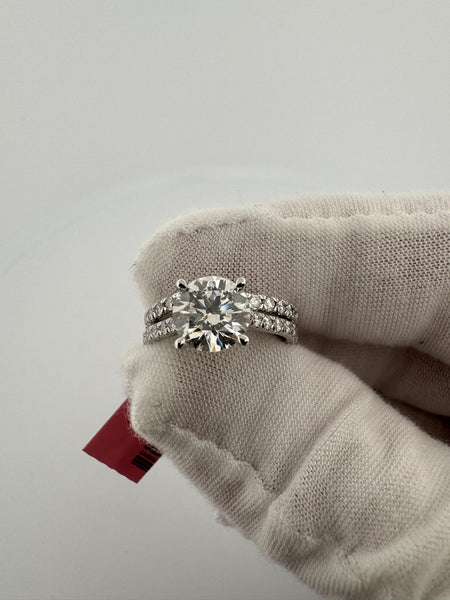 Size 7 14k White Gold 2.8ctw EGL Certified Lab Diamond Engagement Ring & Wedding Band. 2ct Round EGL Certified VS Center & .8ctw VS-VVS Diamonds on Bands 5.0g