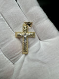 1.5” 14k Yellow Gold High Detail Square Cross/Crucifix 5.7mm Bail 3.4g