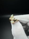 Size 8 14k Yellow Gold Cocktail Ring with Three 8mm x 5mm Natural Opals 5.91g