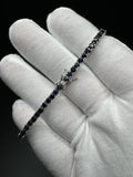 7.5” Silver 3mm Natural Sapphire Tennis Bracelet 12g