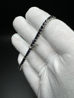 7.5” Silver 3mm Natural Sapphire Tennis Bracelet 12g