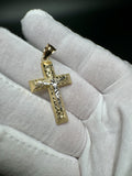 1.5” 14k Yellow Gold High Detail Square Cross/Crucifix 5.7mm Bail 3.4g