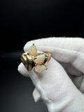 Size 8 14k Yellow Gold Cocktail Ring with Three 8mm x 5mm Natural Opals 5.91g