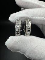 20mm 14k White Gold 1ctw VS/VVS Round & Baguette Lab Diamond Hoops 5.4g
