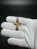 1.75” 14k Yellow Gold Puffy Cross/Crucifix 6mm Bail 4.63g