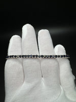 7.5” Silver 3mm Natural Sapphire Tennis Bracelet 12g