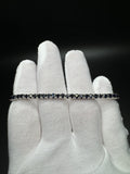 7.5” Silver 3mm Natural Sapphire Tennis Bracelet 12g