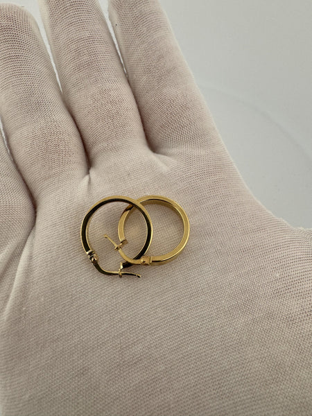 18mm 14k Yellow Gold Flat Edge Hoops 1.71g