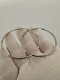 55mm 14k White Gold Thin Fancy Hoops 2.94g