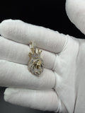 1.5" 10k Yellow Gold 3/4ctw Natural Diamond Lion with Crown 3.3g