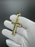 New 2.5” 14k Yellow Gold Diamond Cut Square Cross 7mm Bail 7.05g
