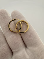 18mm 14k Yellow Gold Flat Edge Hoops 1.71g