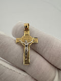 1.5” 14k Yellow Gold High Detail Cross & Crucifix 5mm Bail 2.7g