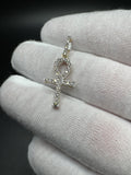 1.25” 10k Yellow Gold 1/2ctw Natural Diamond Ankh Pendant 4.5mm Bail 1.5g