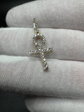 1.25” 10k Yellow Gold 1/2ctw Natural Diamond Ankh Pendant 4.5mm Bail 1.5g