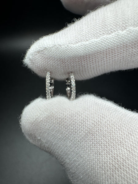 10mm 14k White Gold 1/10ctw Natural Diamond Huggies 1.2g