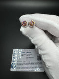 9.5mm 14k White Gold 2.42ctw (2.05ctw Fancy Intense Pink VS1 Round Brilliant Lab Diamond & .37ctw E VVS2 Lab Diamond) EGL Certified Cluster Studs 3.84g