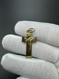 1.5” 14k Yellow Gold Square Cross & Crucifix 5mm x 2.5mm Bail 3.12g
