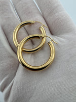 30mm x 4mm 18k Yellow Gold Hoops 3.5g