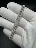 7.5” Silver 5ctw Moissanite Cuban Bracelet 8mm 26.4g
