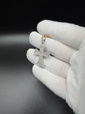 1.75" Silver Gothic Cross 1.2ctw VS/VVS Lab Diamond 6.3mm Bail 4.6g