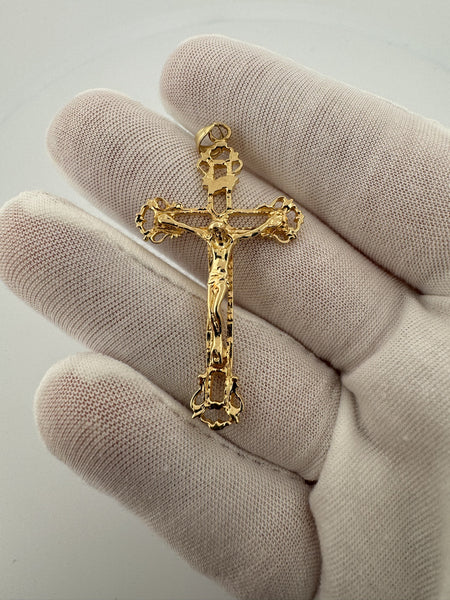 2” 14k Yellow Gold Cross/Crucifix 3.5mm Bail 5.4g
